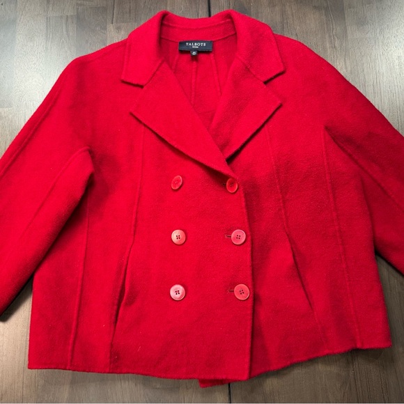 Talbots Vibrant Red Pea Coat - Picture 3 of 3